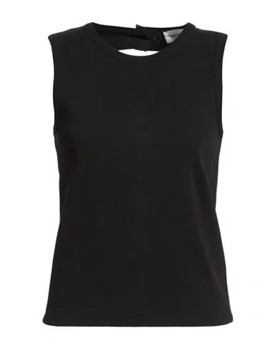 Meimeij Woman Tank Top Black Size 6 Cotton, Elastane