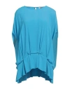 Meimeij Woman Top Azure Size 4 Acetate, Silk In Blue