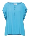 Meimeij Woman Top Azure Size 8 Acetate, Silk In Blue