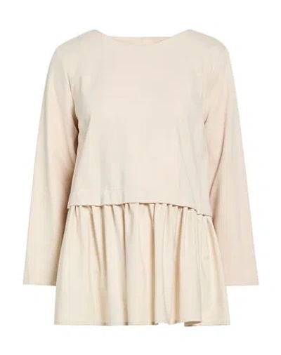 Meimeij Woman Top Beige Size 2 Viscose, Polyamide, Elastane, Polyester