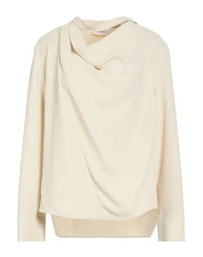 Meimeij Woman Top Beige Size 4 Polyester, Acetate, Elastane In Multi