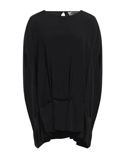 Meimeij Woman Top Black Size 4 Acetate, Silk