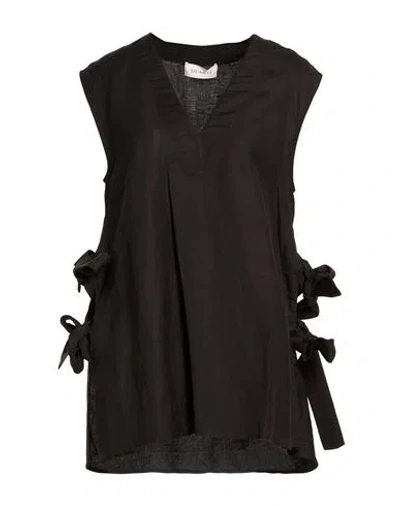 Meimeij Woman Top Black Size 4 Linen, Viscose In Brown