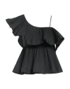 Meimeij Woman Top Black Size 2 Polyester, Cotton, Polyamide