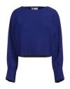Meimeij Woman Top Bright Blue Size 6 Viscose, Polyamide, Elastane In Blue