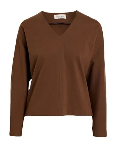Meimeij Woman Top Brown Size 2 Viscose, Polyamide, Elastane