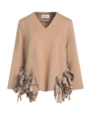 Meimeij Woman Top Camel Size 6 Viscose, Polyamide, Elastane, Polyester In Beige