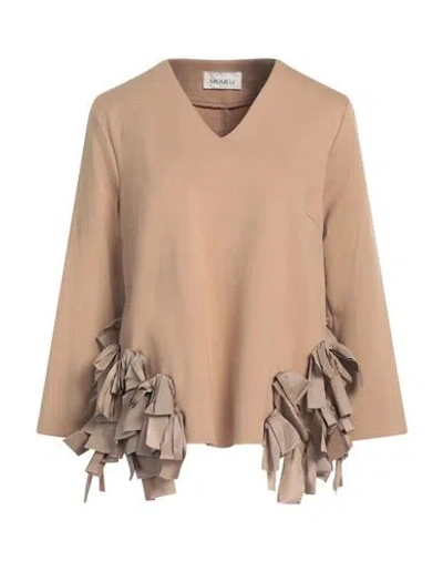 Meimeij Woman Top Camel Size 8 Viscose, Polyamide, Elastane, Polyester In Beige