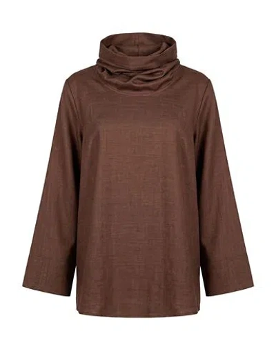 Meimeij Woman Top Chocolate Brown Size 6 Polyester, Viscose, Elastane