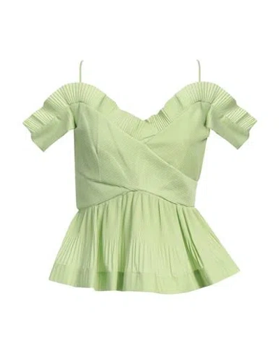 Meimeij Woman Top Green Size 4 Polyester, Cotton, Acetate, Elastane