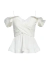 Meimeij Woman Top Ivory Size 8 Polyester, Cotton, Acetate, Elastane In White