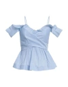 Meimeij Woman Top Light Blue Size 4 Polyester, Cotton, Acetate, Elastane