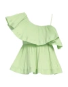 Meimeij Woman Top Light Green Size 4 Polyester, Cotton, Acetate, Elastane
