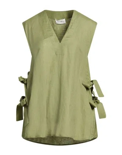 Meimeij Woman Top Military Green Size 4 Linen, Viscose