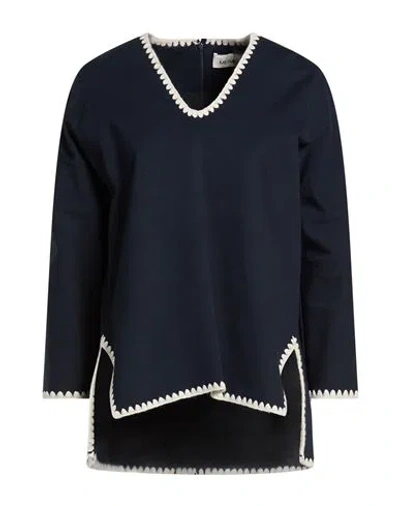 Meimeij Woman Top Navy Size 4 Viscose, Polyamide, Elastane In Blue