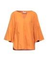 Meimeij Woman Top Orange Size 4 Cotton In Orange