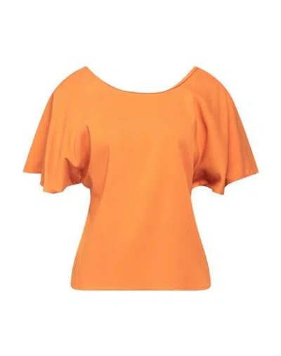 Meimeij Woman Top Orange Size 8 Acetate, Viscose, Elastane