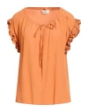 Meimeij Woman Top Rust Size 2 Acetate, Silk In Orange