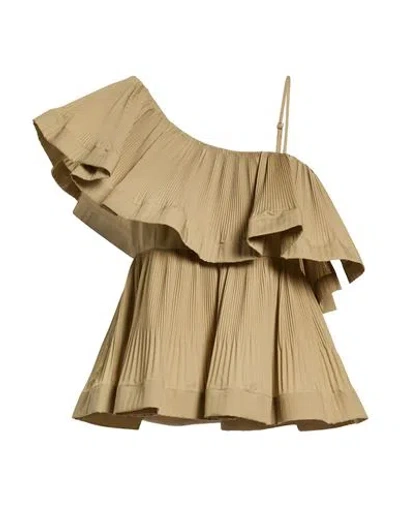 Meimeij Woman Top Sand Size 4 Polyester, Cotton, Polyamide In Brown