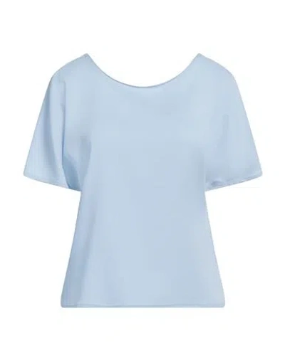 Meimeij Woman Top Sky Blue Size 8 Acetate, Viscose, Elastane