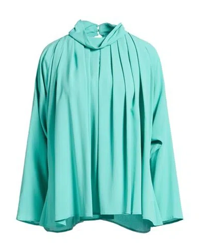 Meimeij Woman Top Turquoise Size 4 Acetate, Silk In Blue