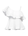 Meimeij Woman Top White Size 4 Polyester, Cotton, Polyamide