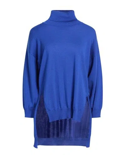 Meimeij Woman Turtleneck Blue Size 4 Wool