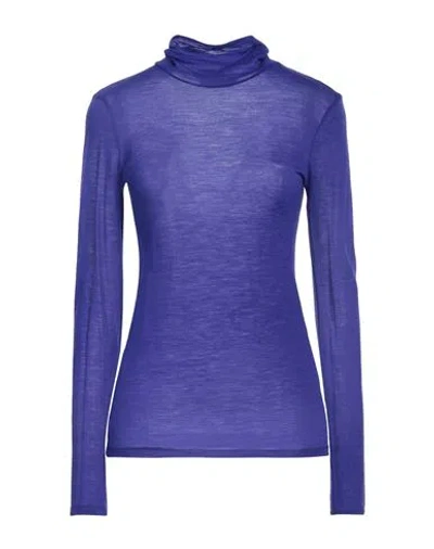 Meimeij Woman Turtleneck Dark Purple Size 4 Wool, Polyamide In Purple