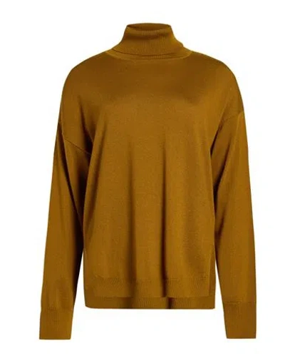 Meimeij Woman Turtleneck Mustard Size 8 Virgin Wool In Brown