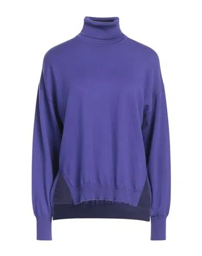 Meimeij Woman Turtleneck Purple Size 4 Wool In Blue