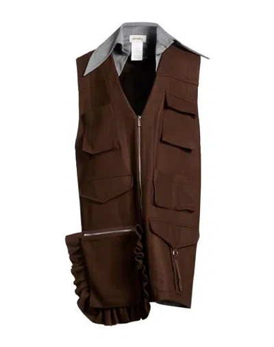 Meimeij Woman Vest Brown Size 2 Virgin Wool, Polyamide In Black