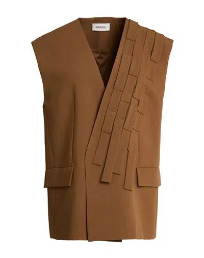 Meimeij Woman Vest Camel Size 2 Polyester, Viscose, Wool, Elastane, Acetate In Brown