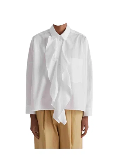 Meimeij Women's Cotton Shirt  With Rouches In White