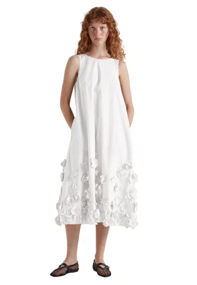 Meimeij Women's Dress  3d Flowers In White