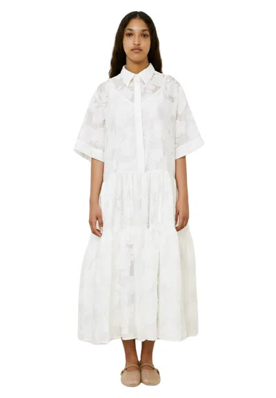 Meimeij Women's Dress  Embroidered In White