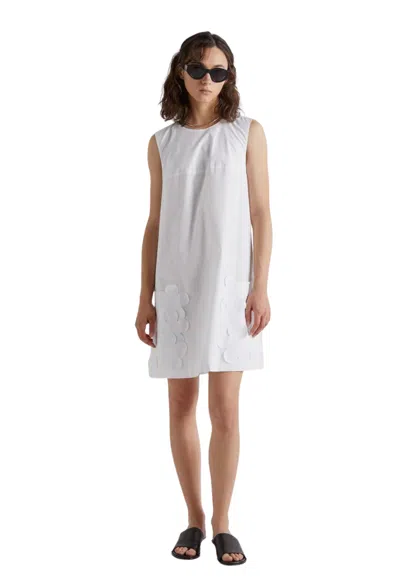Meimeij Women's Dress  With Flowers Applied In White