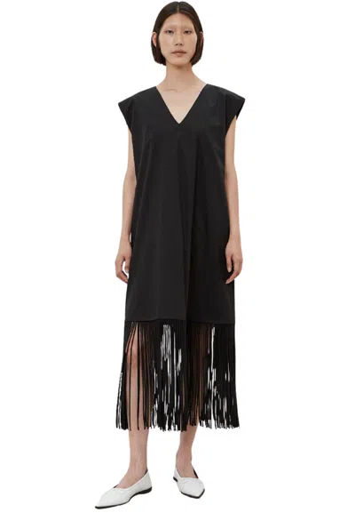 Meimeij Women's Dress  With Fringes In Black