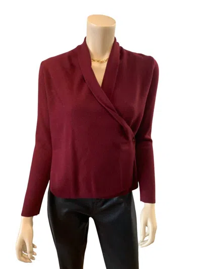 Meimeij Women's Knit Sweater In Burgundy In White