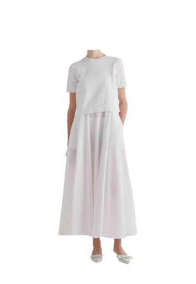 Meimeij Women's Long Dress  Half Sleeve In White