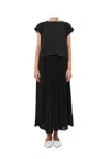 Meimeij Women's Long Sleeved Dress  With Pleated Skirt In Black