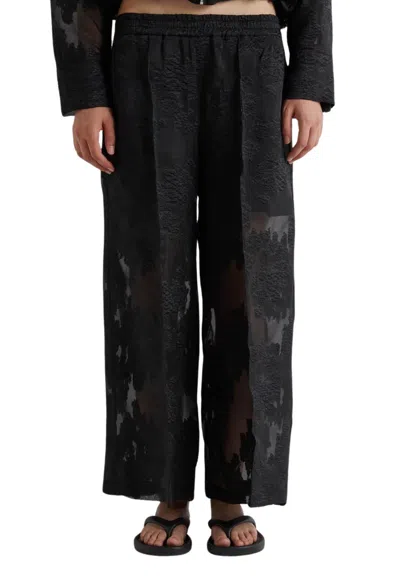 Meimeij Women's Trousers  In Embroidered Organza In Black