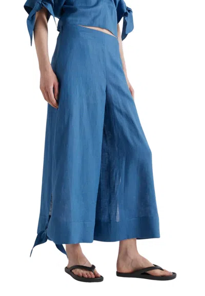 Meimeij Women's Trousers  With Bow Under In Blue