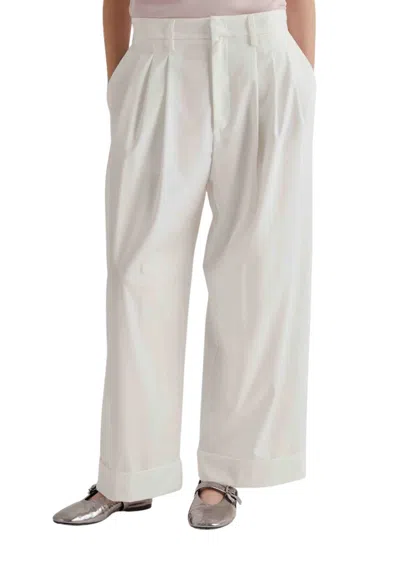 Meimeij Women's Trousers  With Folds In White