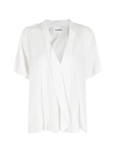 Meimeij Wrap-design V-neck Blouse In White