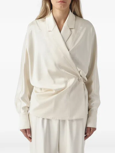 Meimeij Wrap-style Notched-lapel Shirt In White