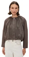 Meimeij Zip Up Collarless Blouson Prince Of Wales Sigaro In Brown