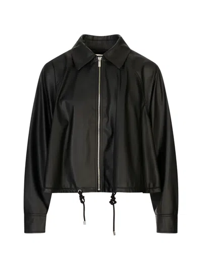 Meimeij Zip-up Leather Jacket In Black