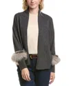 Meir Cashmere Cardigan In Grey