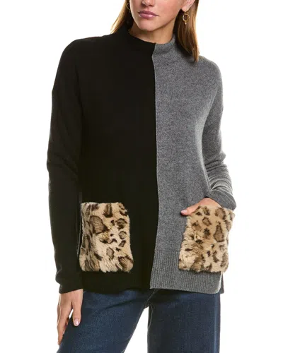 Meir Colorblock Wool & Cashmere-blend Sweater In Black