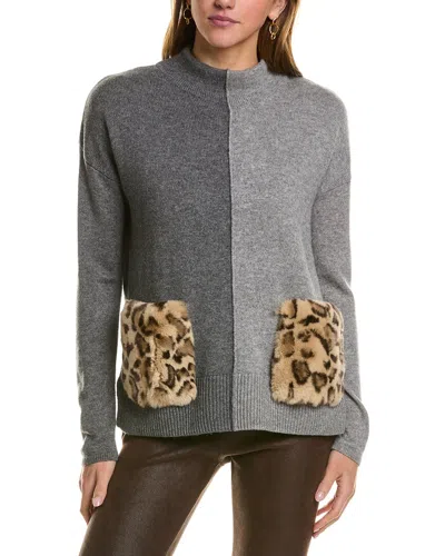 Meir Colorblock Wool & Cashmere-blend Sweater In Grey